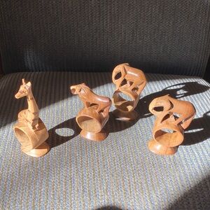 Artisan Carved Wooden Animal Napkin Holders